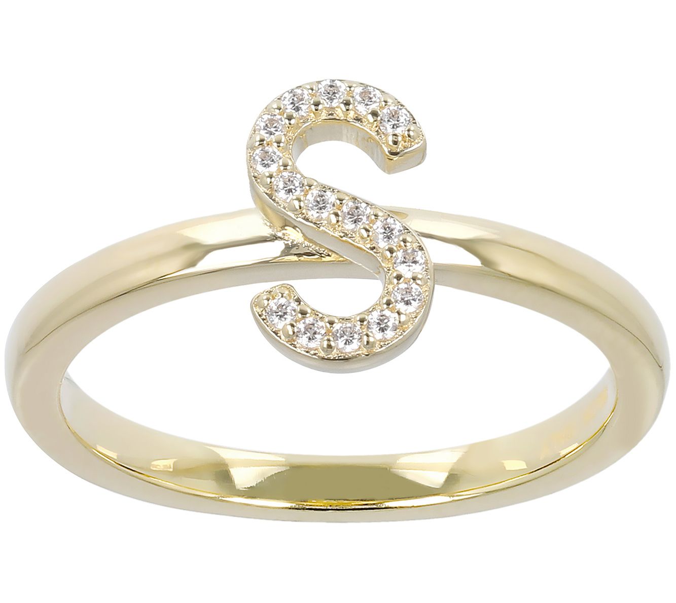 Diamonique Pave Initial Ring, 14K Gold Clad