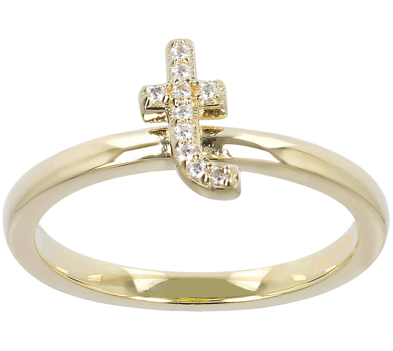 Diamonique Pave Initial Ring, 14K Gold Clad