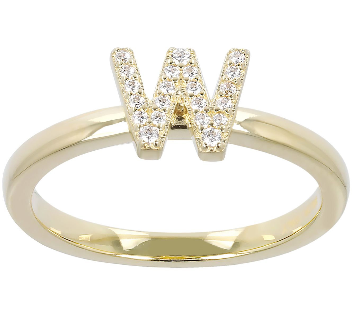 Diamonique Pave Initial Ring, 14K Gold Clad