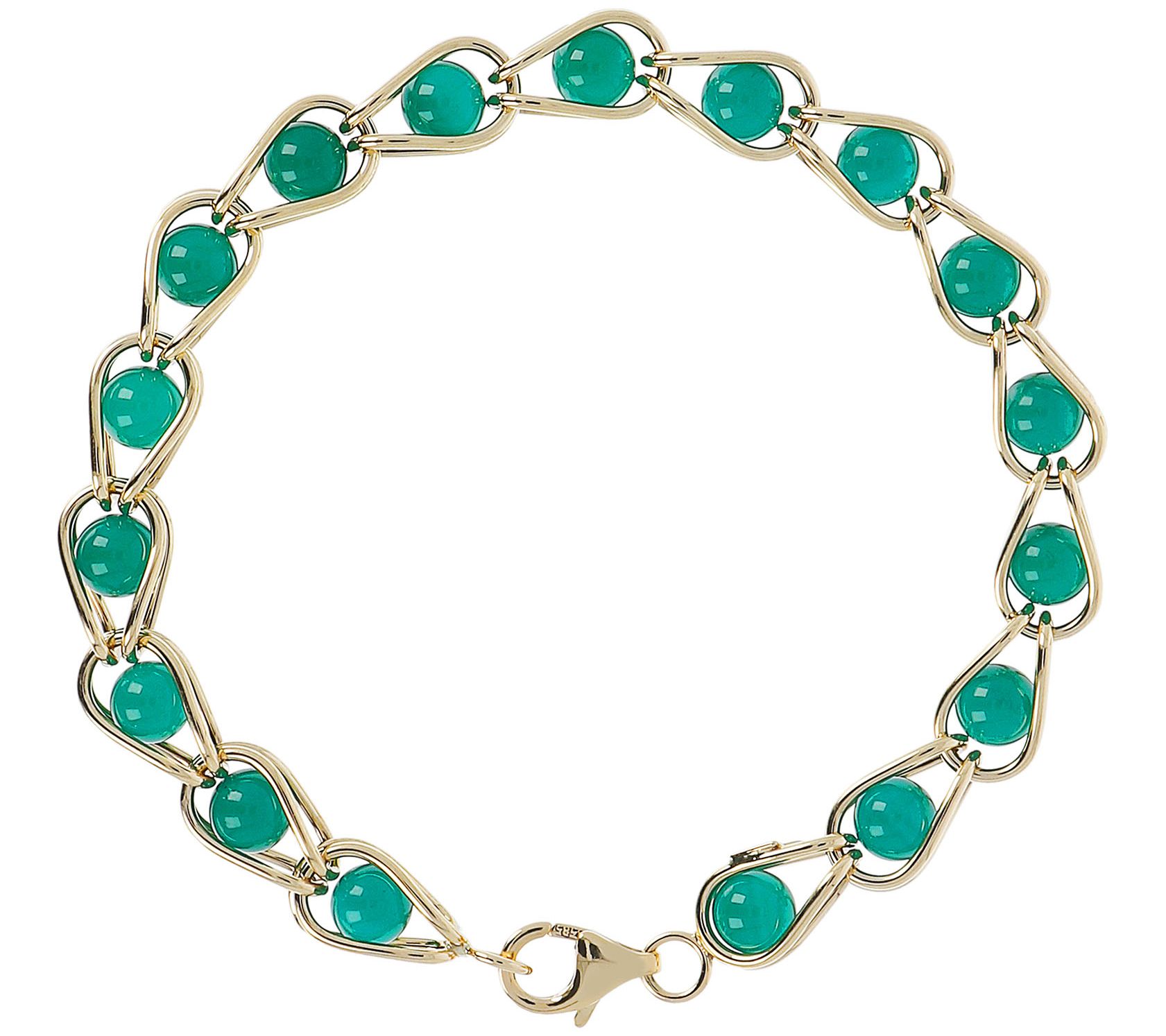 Italian Gold Caged Gemstone Bracelet, 14K Gold