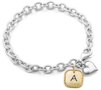 Or Paz Sterling Personalized Heart Charm Bracelet