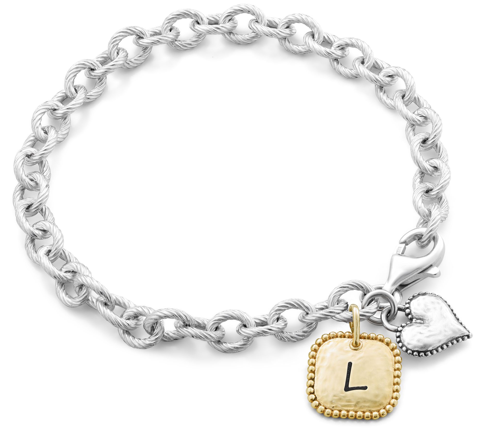 Or Paz Sterling Personalized Heart Charm Bracelet