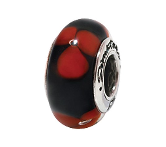 Prerogatives Sterling Red and Black Floral Glass Bead