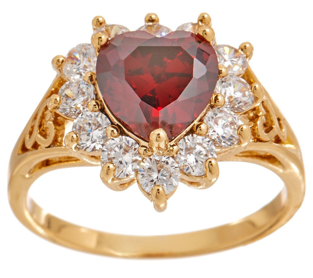 Grace Kelly Collection Simulated Diamond & Ruby Heart Ring - QVC.com