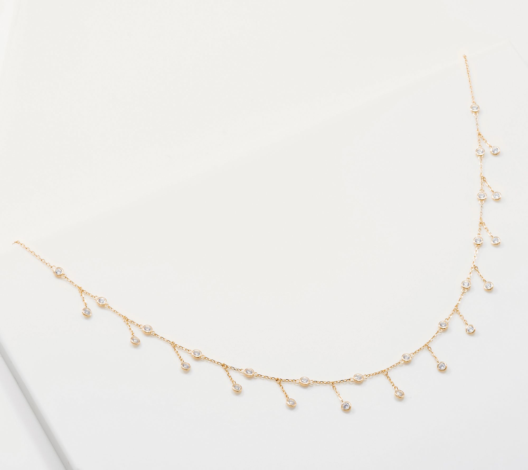 Diamonique Bezel Set Station Drop Necklace, Sterling Silver