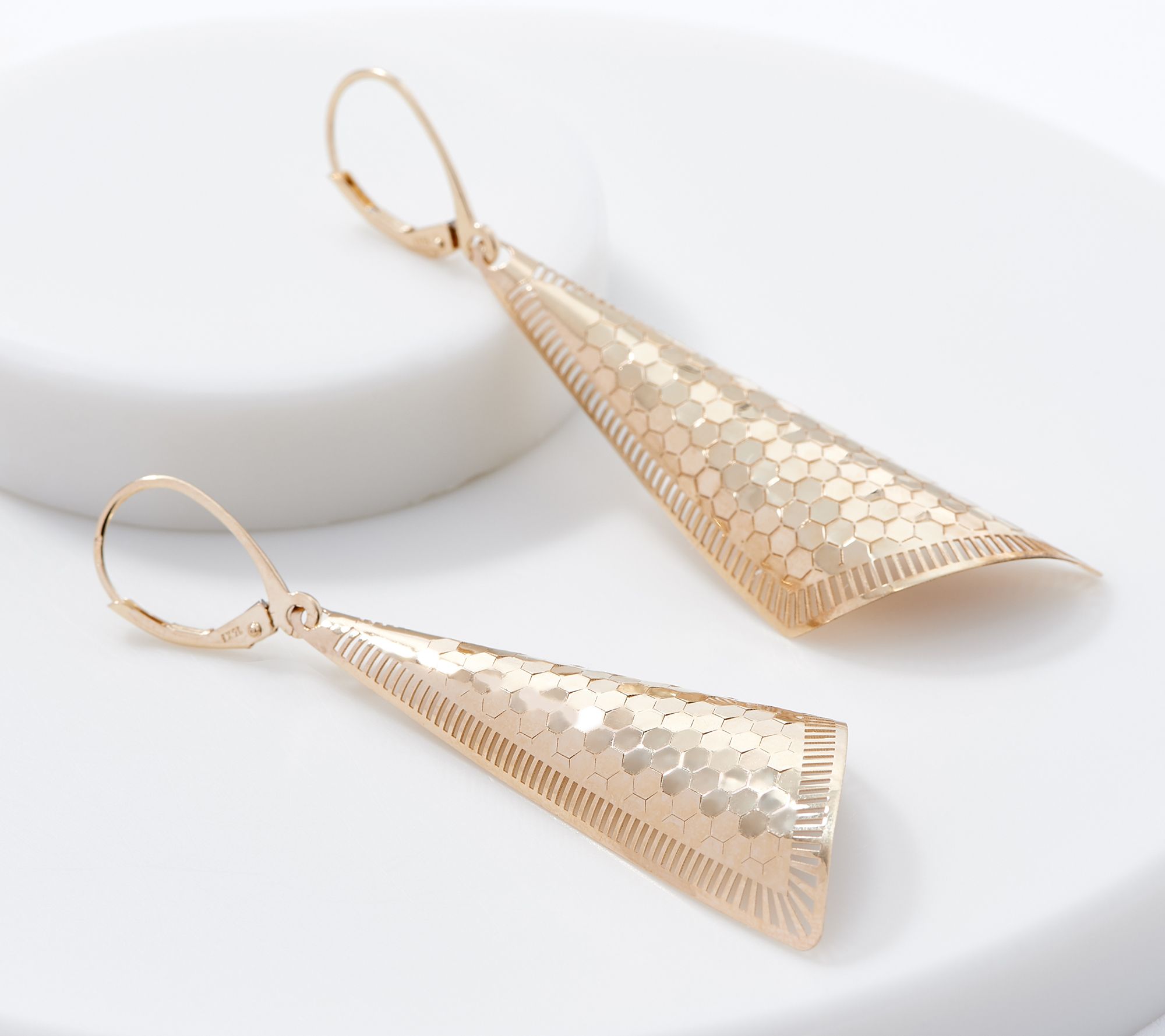  Italian Gold High Polished Mosaic Earrings 14K - J365358