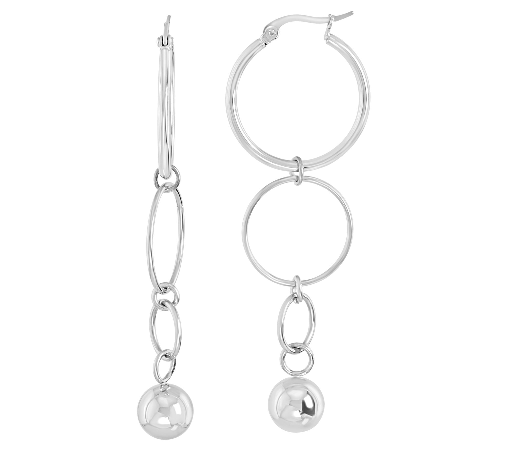 Steel by Design Graduated Hoop Drop Earrings
