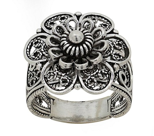Artisan Crafted Sterling Floral Filigree Ring