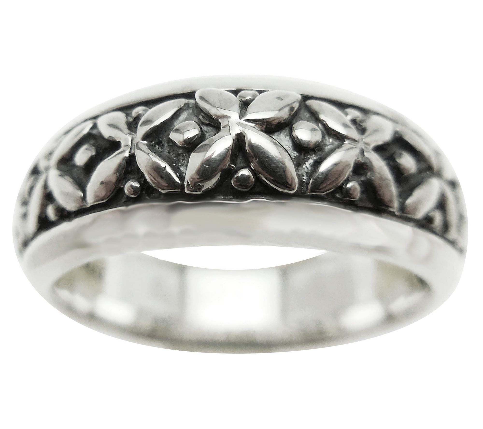 Sterling Floral Textured Band Ring