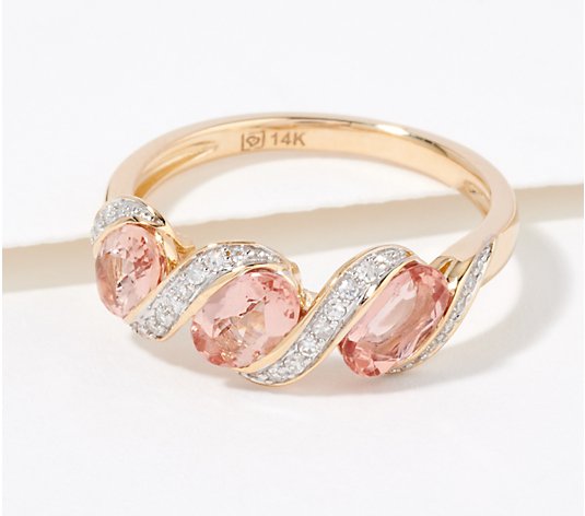 Vault Oval Cut Imperial Topaz and Diamond Band Ring 14K Gold
