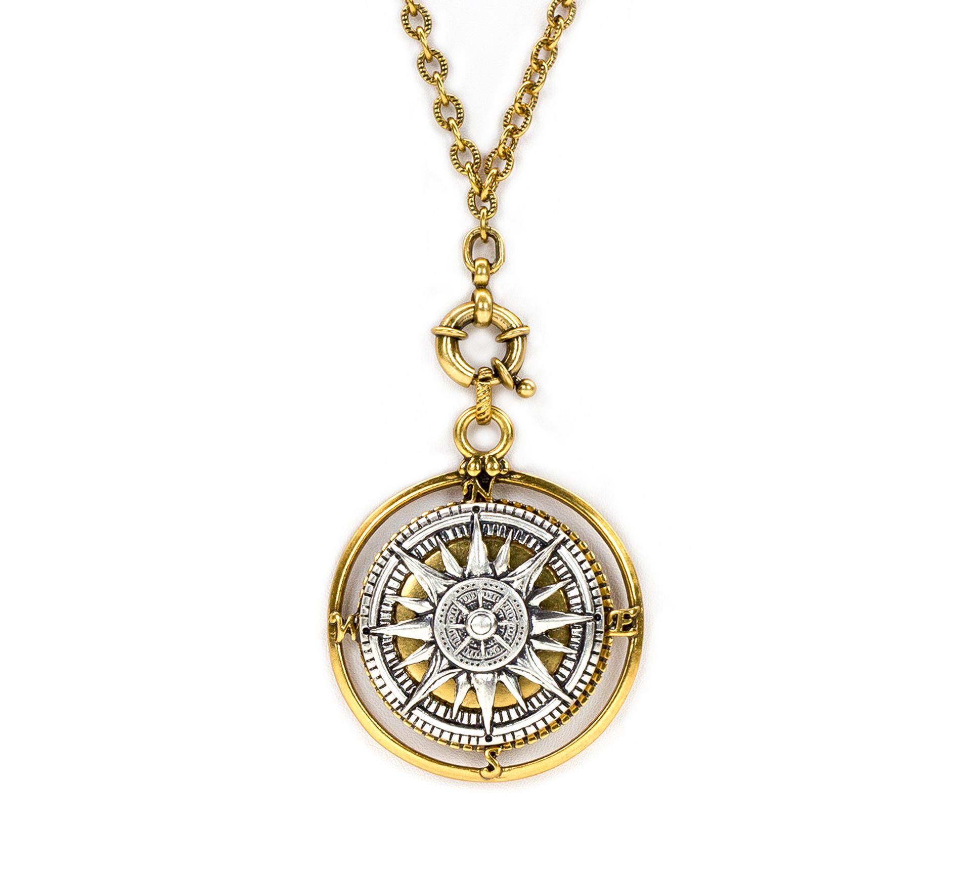 Golden pendant with compass motif