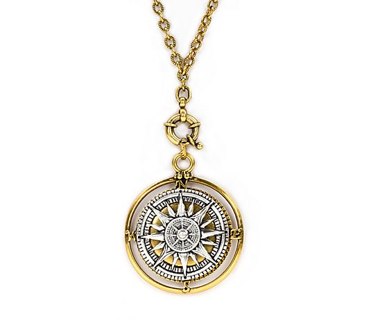 Patricia Nash Two-Tone Compass Locket Necklace
