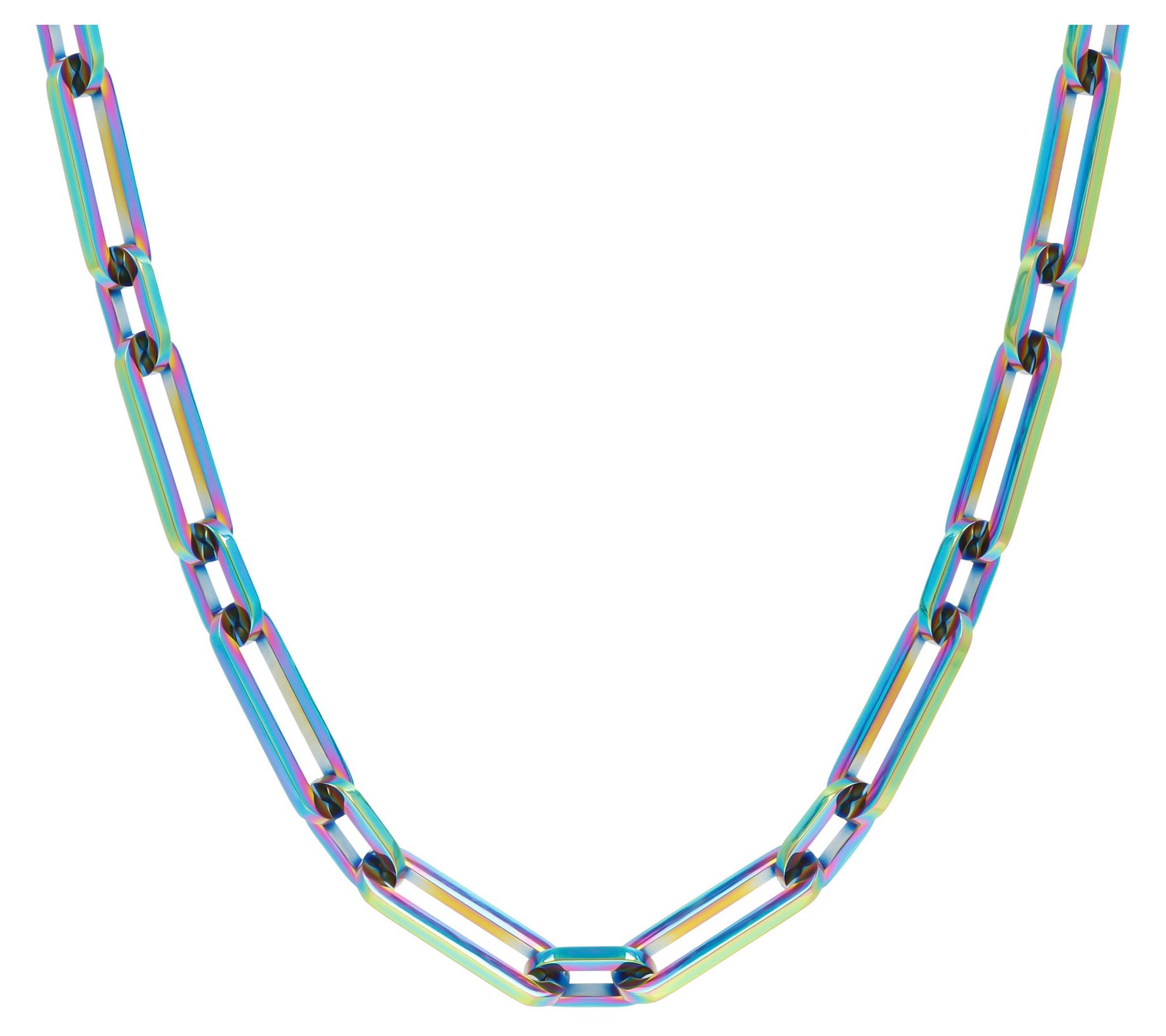 Steel by Design 17-3/4" Rainbo w Paperclip Lin k Necklace