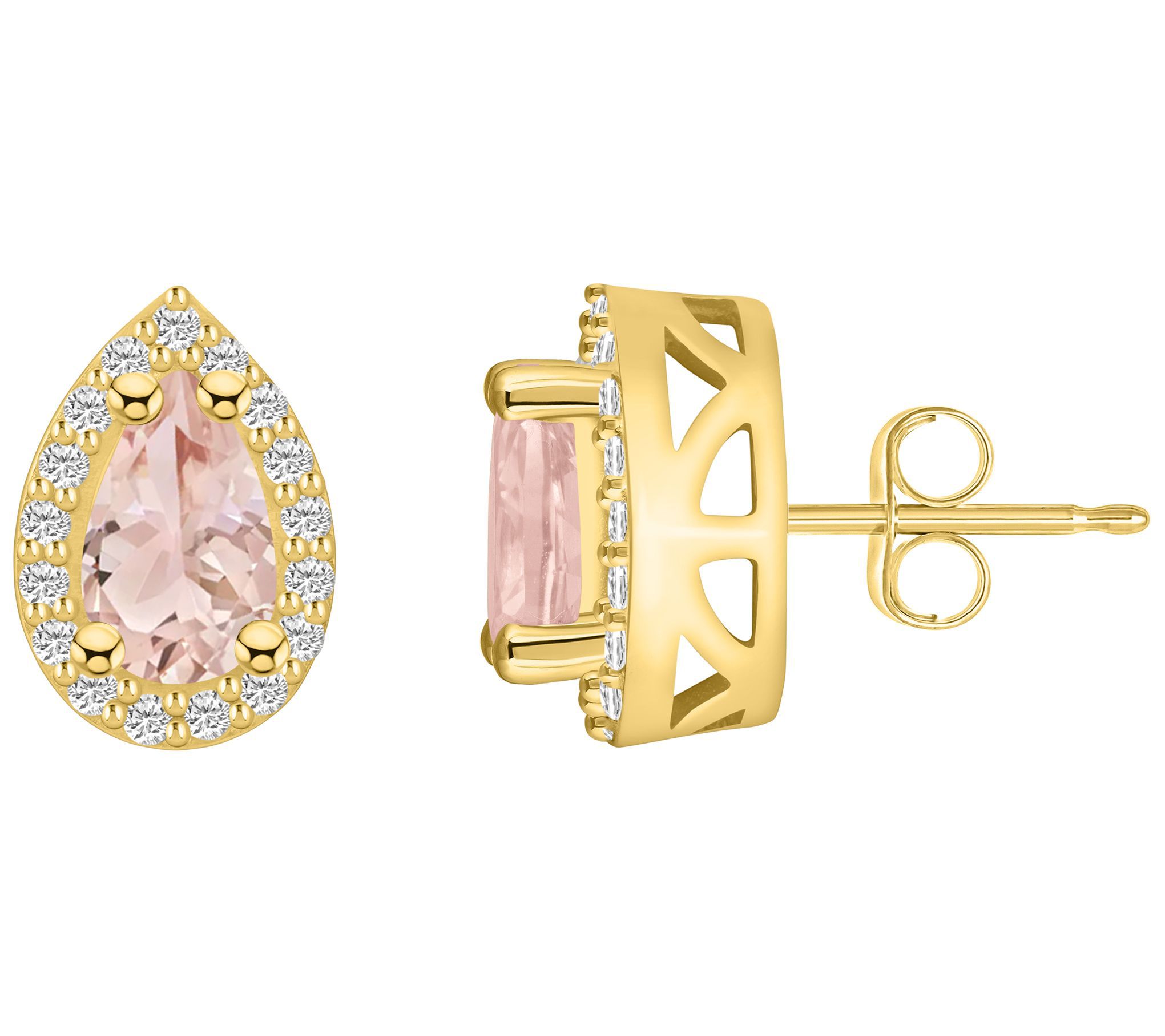 Affinity Gems 14K 1.40 cttw Morganite & Diamond Pear Studs