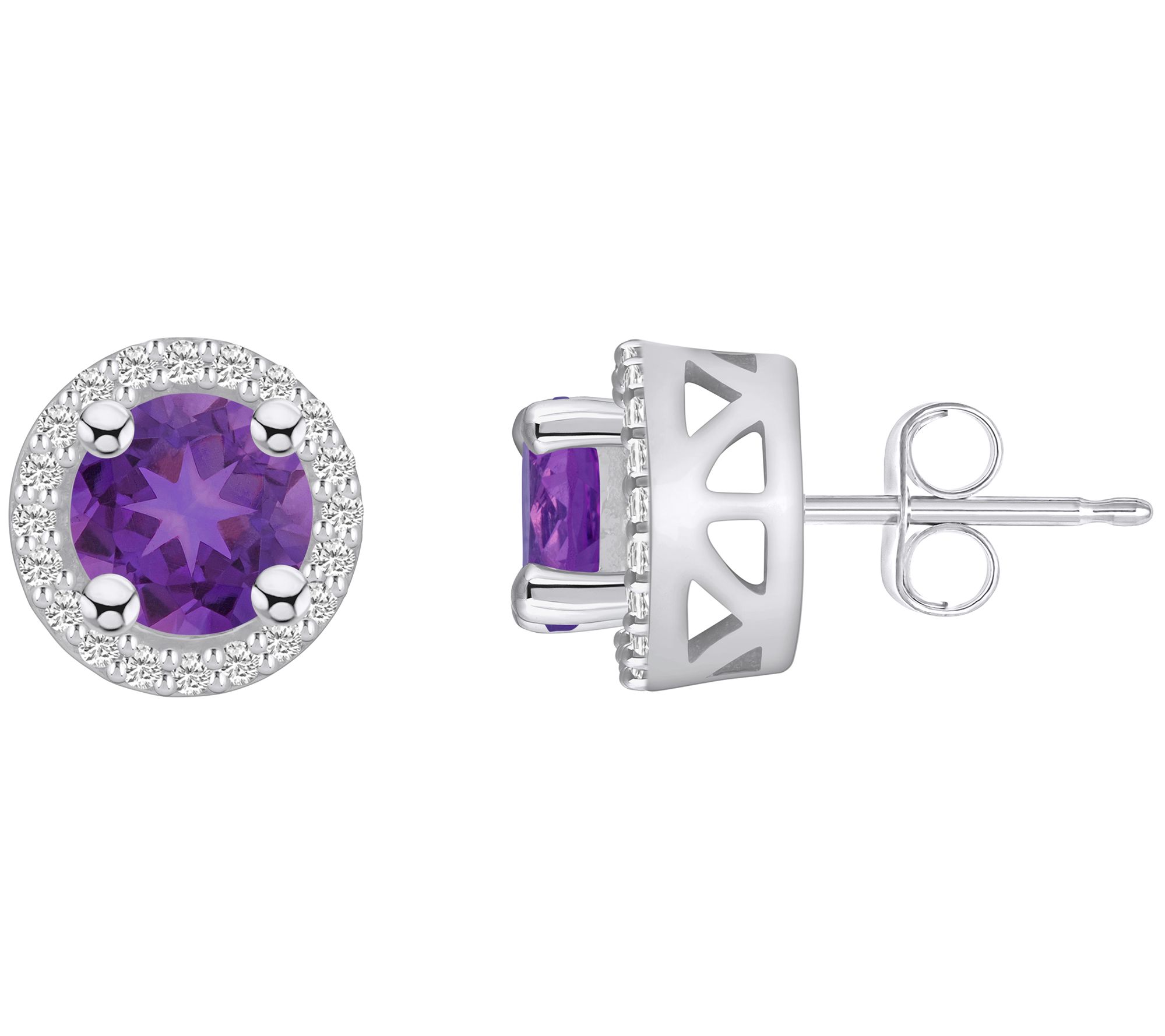 Affinity Gems 14K White Gemstone 0.25 cttw Diam ond Halo Studs