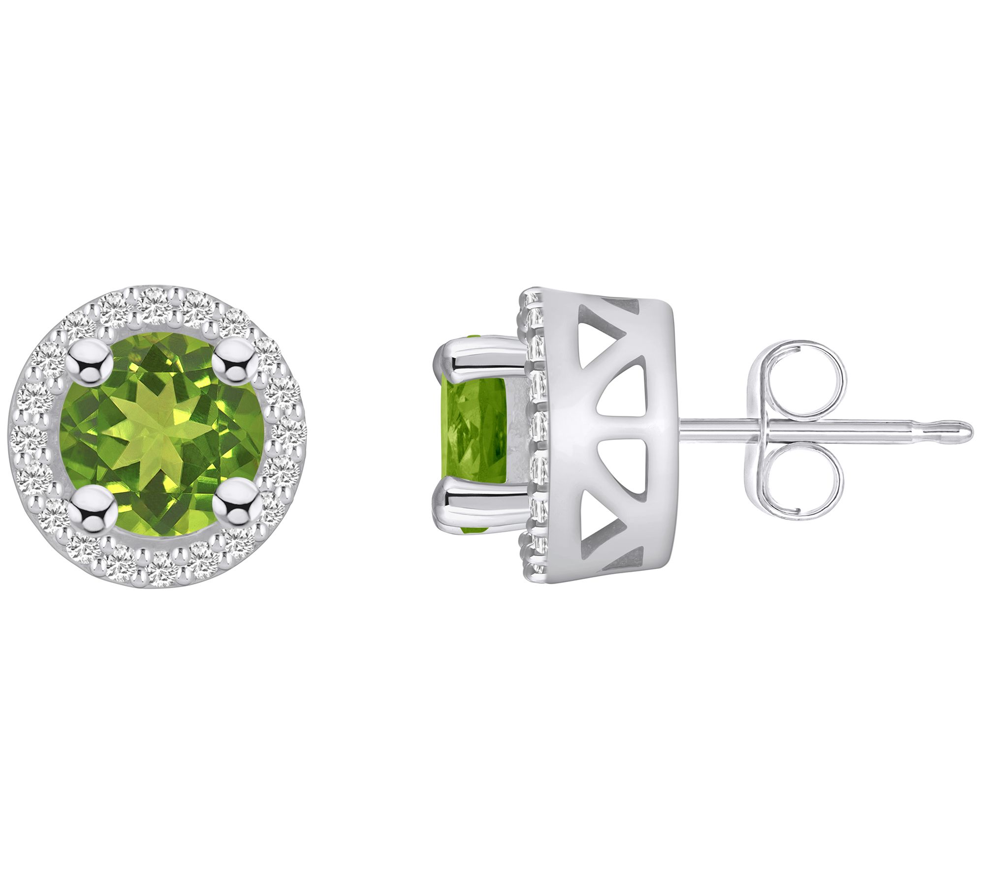 Affinity Gems 14K White Gemstone 0.25 cttw Diam ond Halo Studs