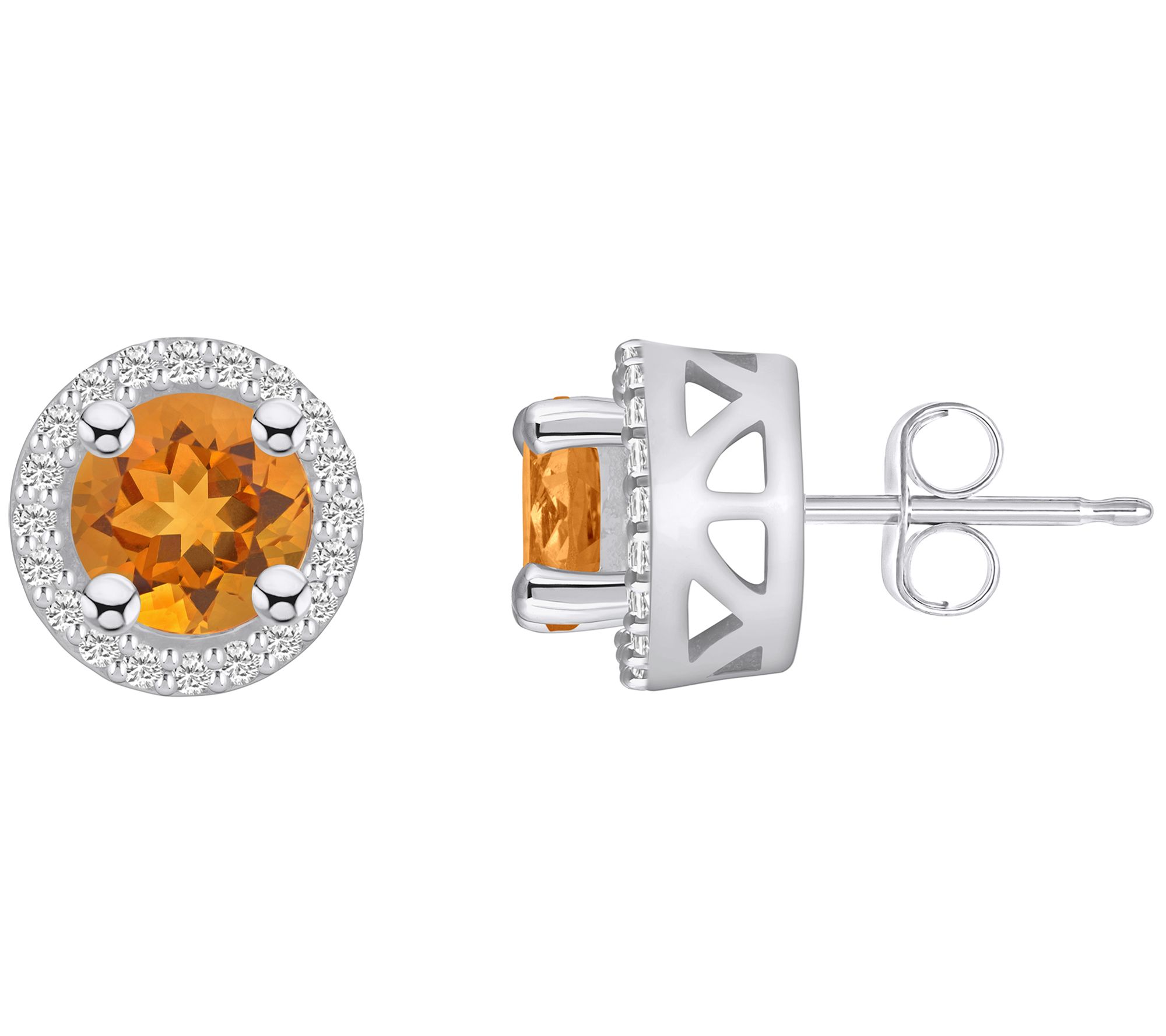 Affinity Gems 14K White Gemstone 0.25 cttw Diam ond Halo Studs
