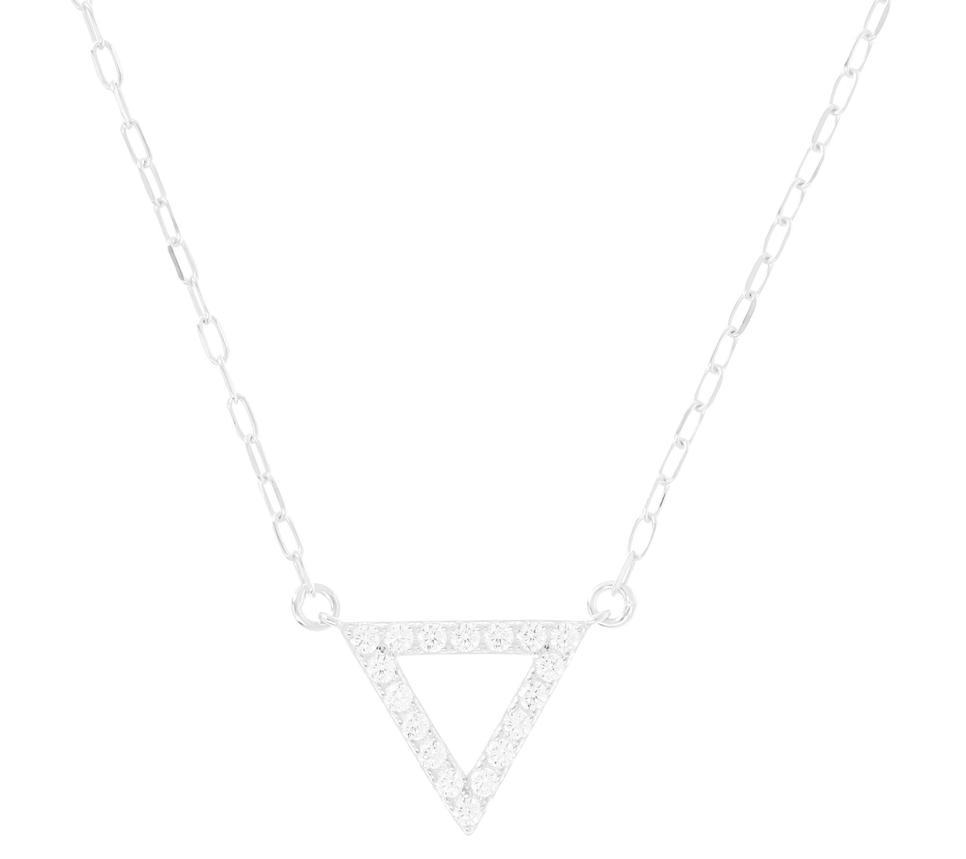 Diamonique Triangle Adjustable Necklace, Sterling Silver