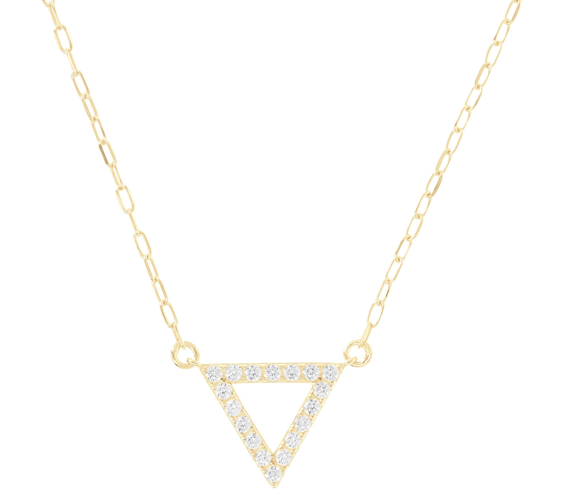 Diamonique Triangle Adjustable Necklace, Sterling Silver