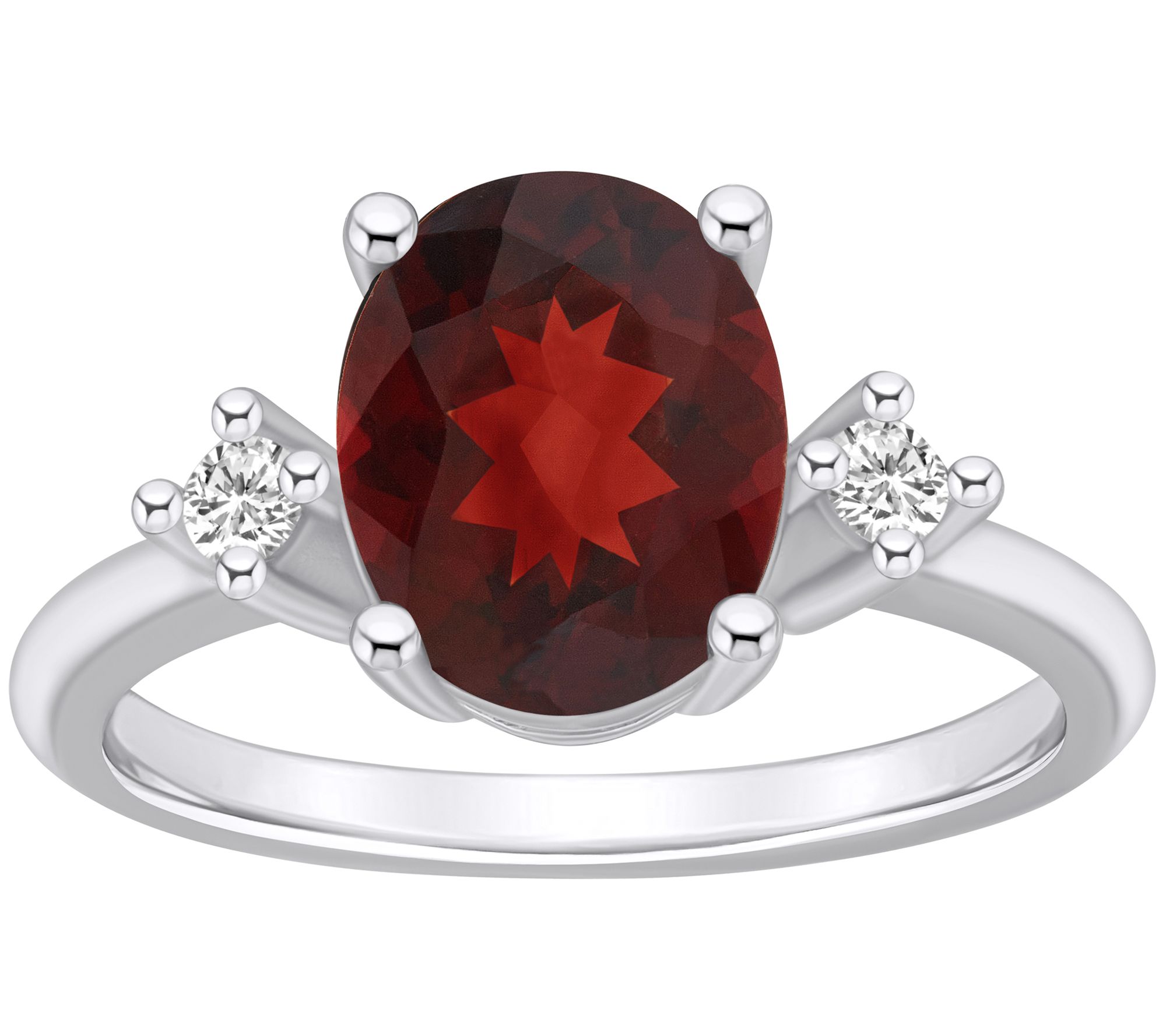 Affinity Gems Oval Gemstone & Diamond Ring, 14 K White Gold