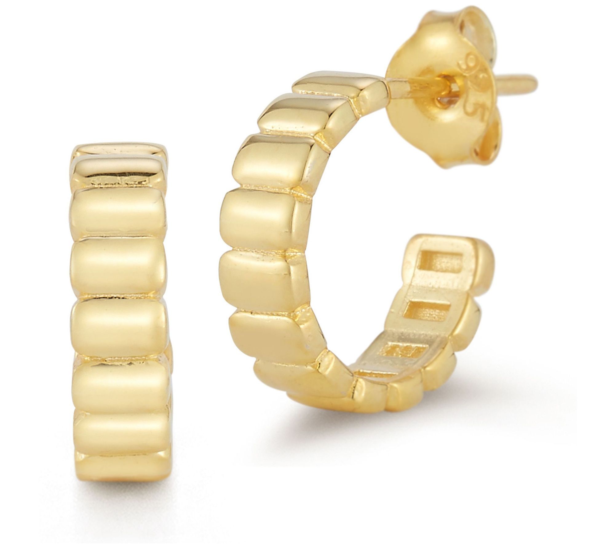 Sterlina Silver Ribbed Hoop Earrings, Sterling