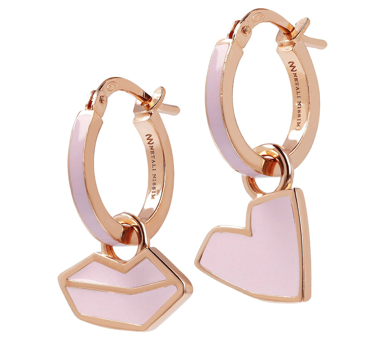 Netali Nissim Heart & Lips Hoop Earrings, 18 K Rose Plated