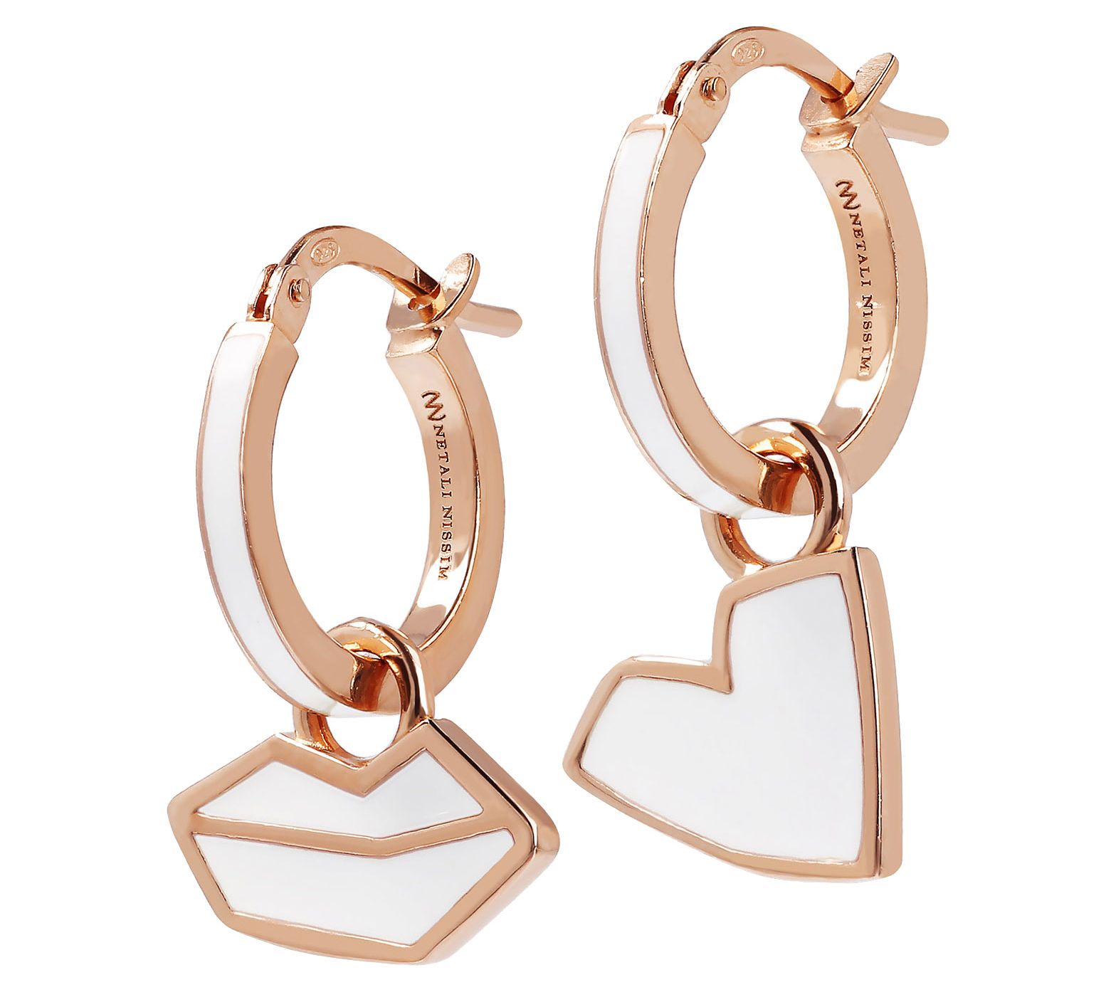 Netali Nissim Heart & Lips Hoop Earrings, 18 K Rose Plated