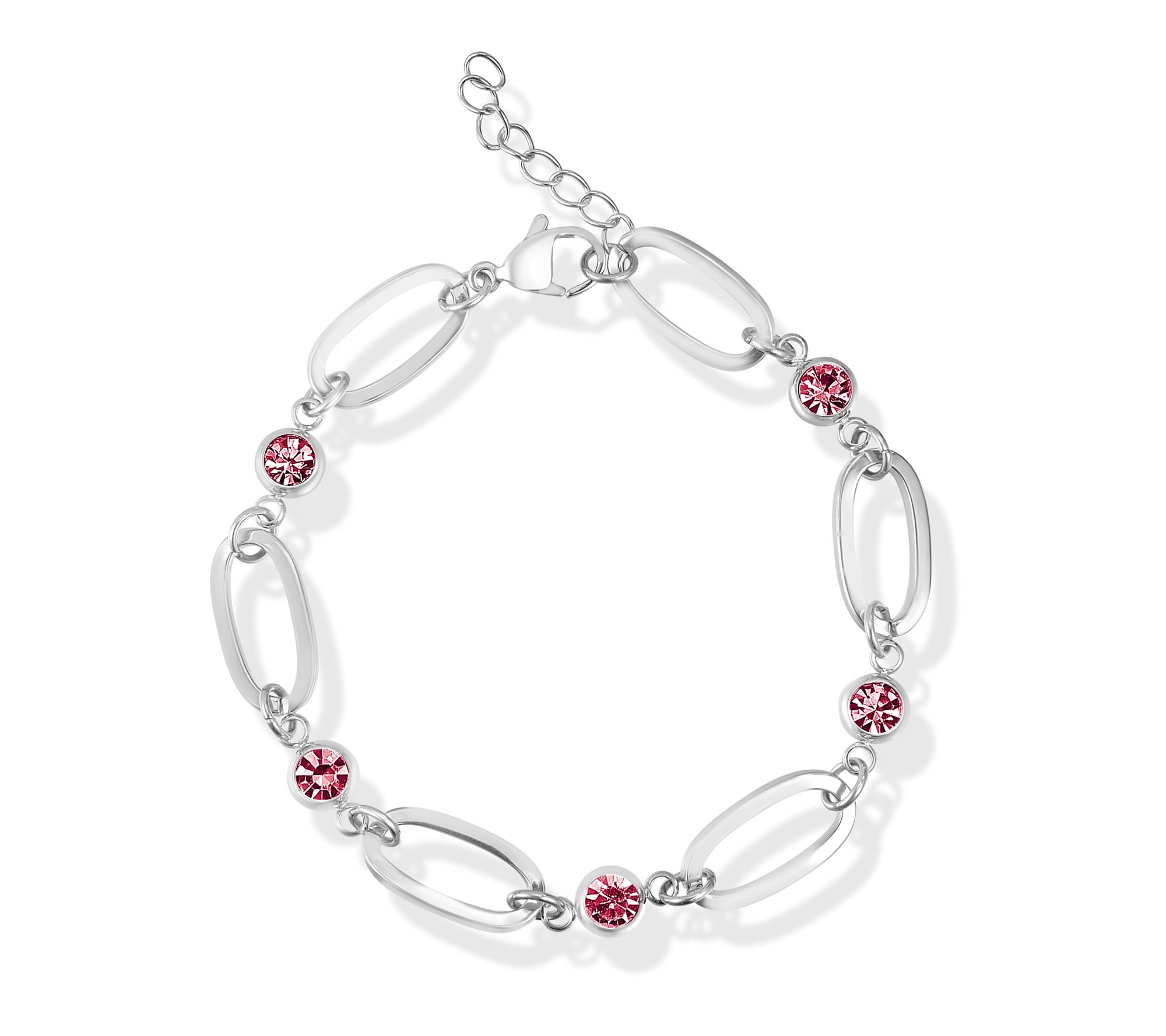Steel by Design Birthstone Paperclip Link Tennis Bracelet