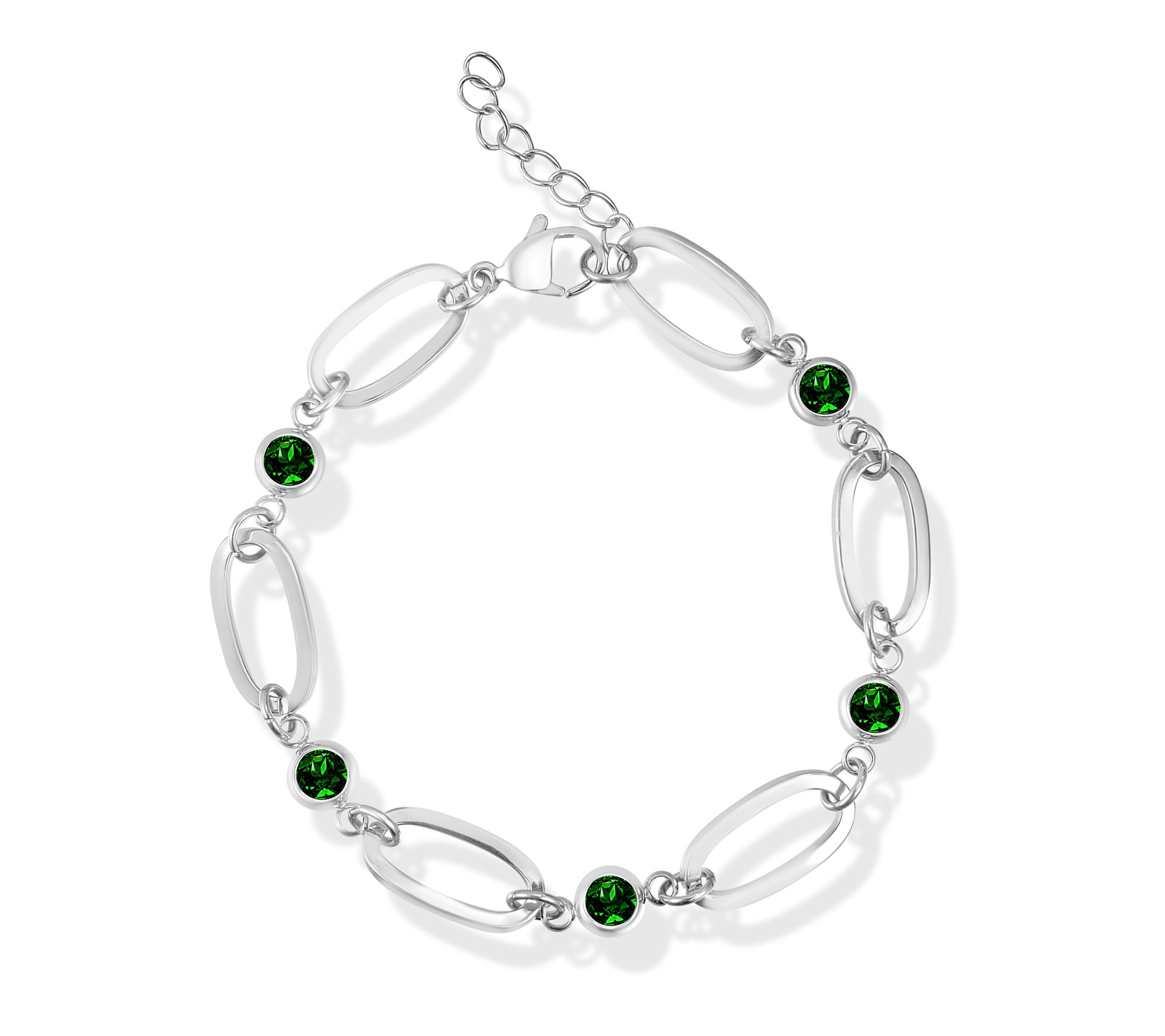 Steel by Design Birthstone Paperclip Link Tennis Bracelet