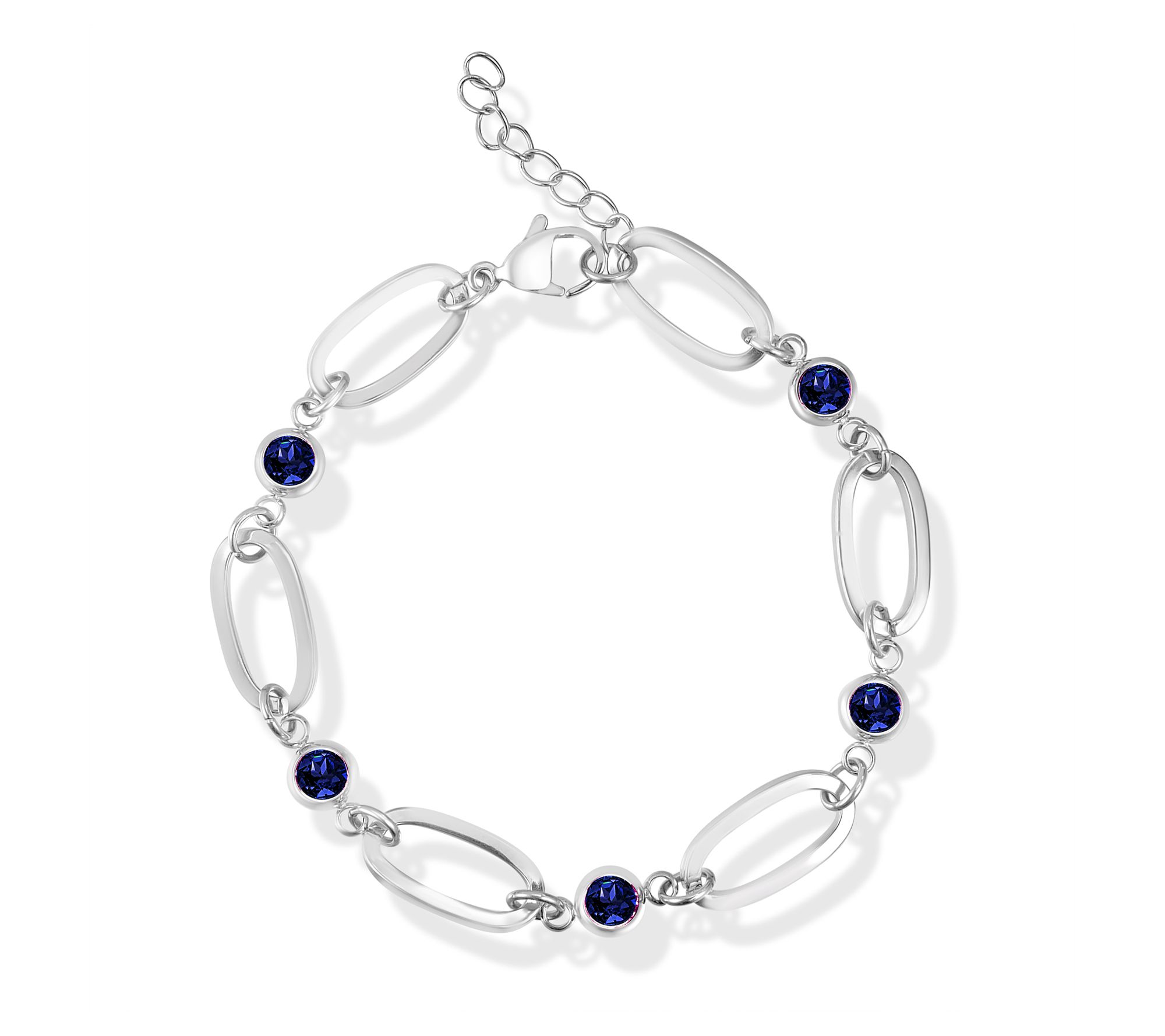 Steel by Design Birthstone Paperclip Link Tennis Bracelet