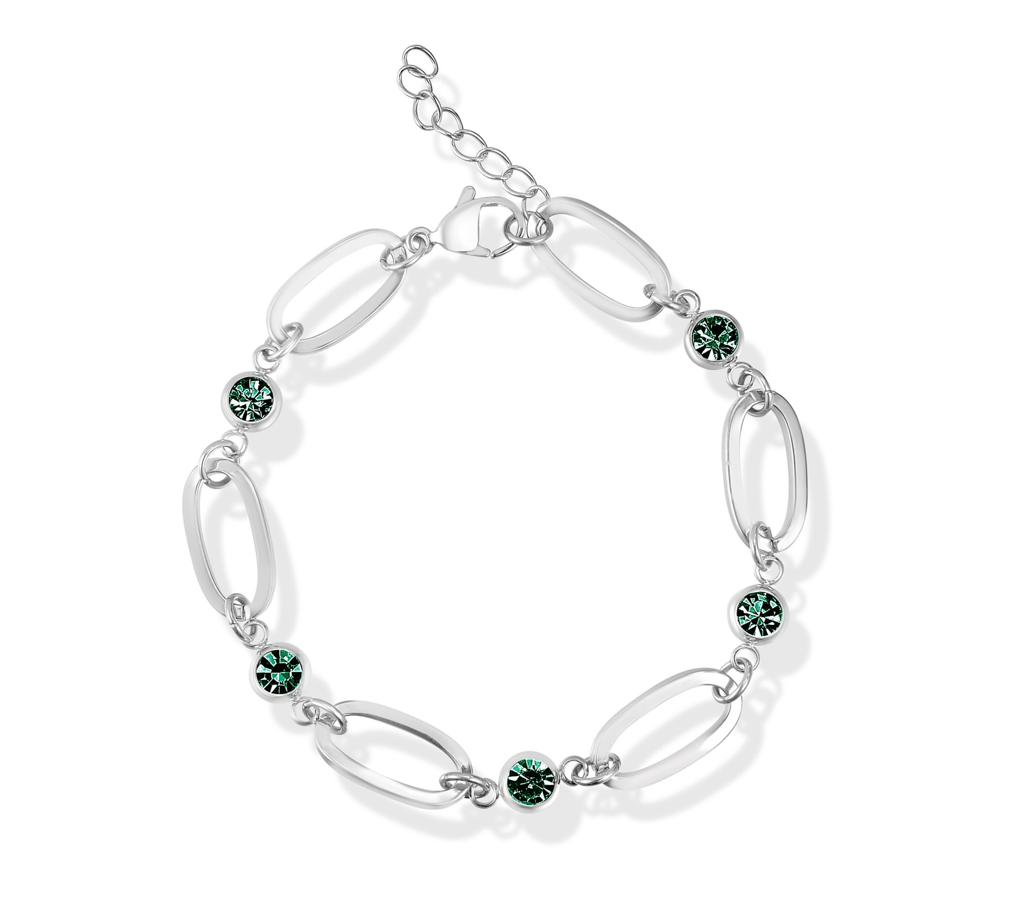 Steel by Design Birthstone Paperclip Link Tennis Bracelet