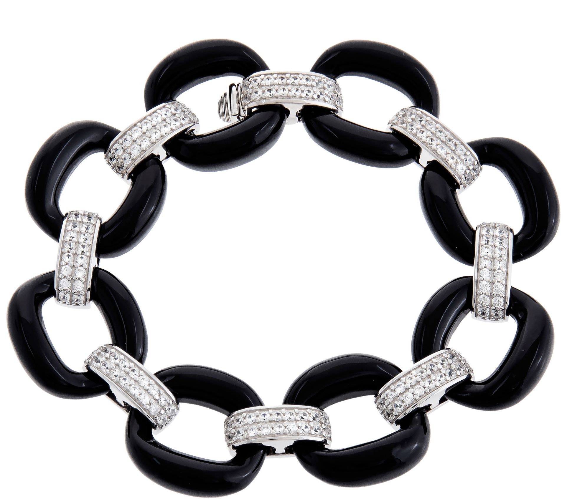 Affinity Gems Gemtone Link & White Zircon Bracelet, Sterling
