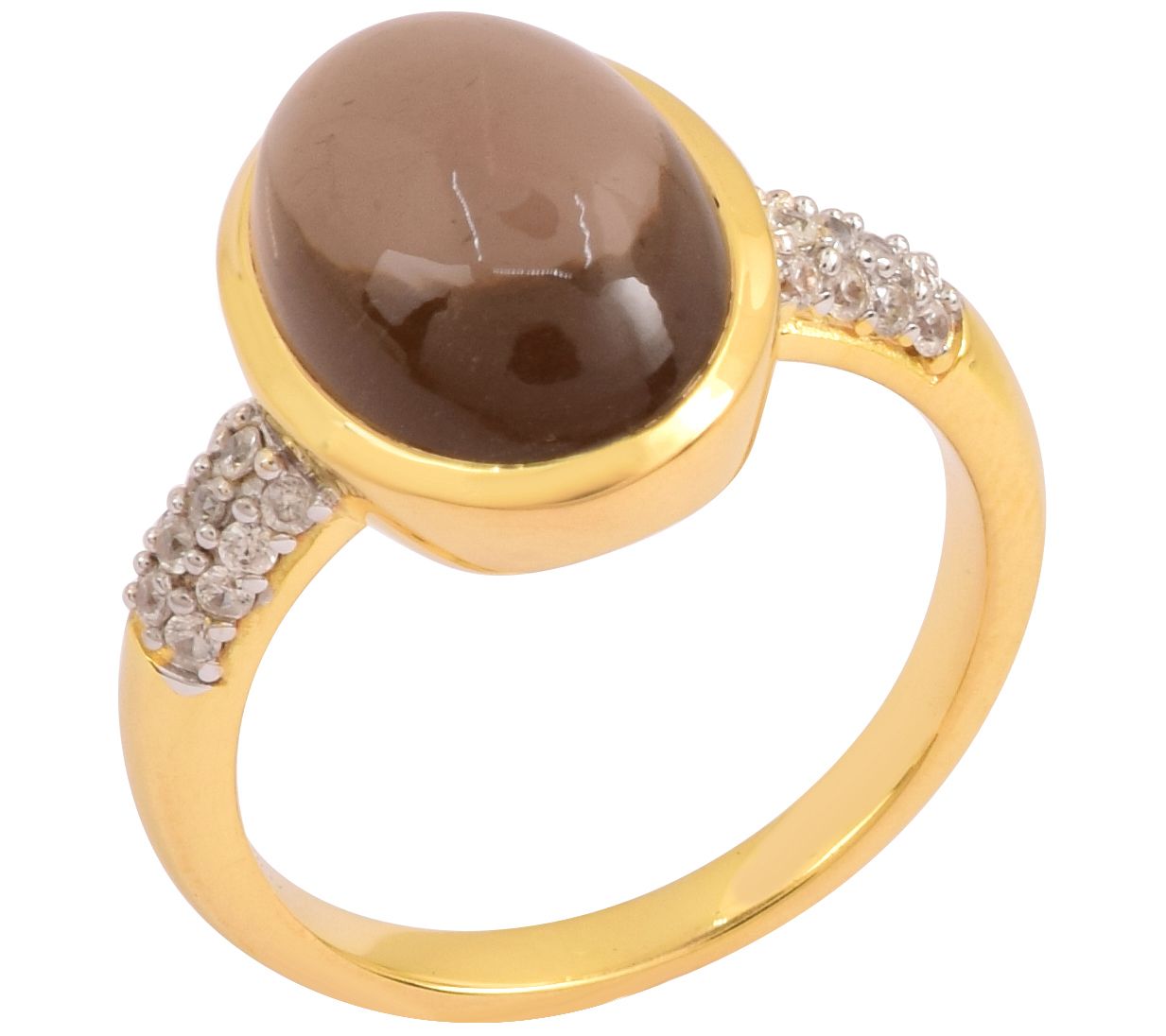 Affinity Gems Quartz & White Zircon Ring, 14K Gold Plated