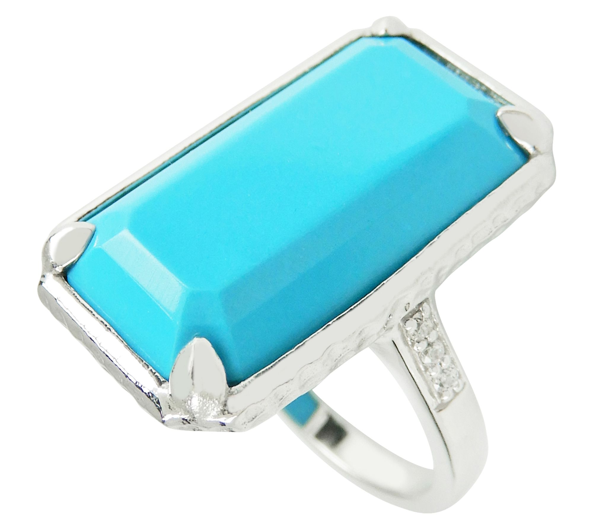 Diamonique Octagon Cocktail Ring, Sterling Silver