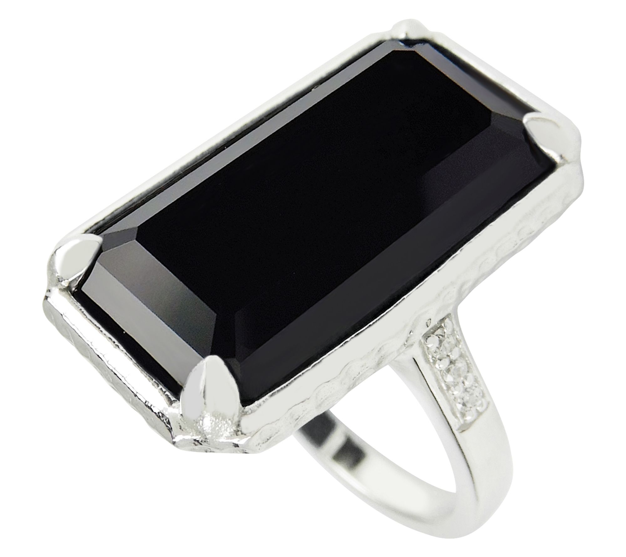 Diamonique Octagon Cocktail Ring, Sterling Silver