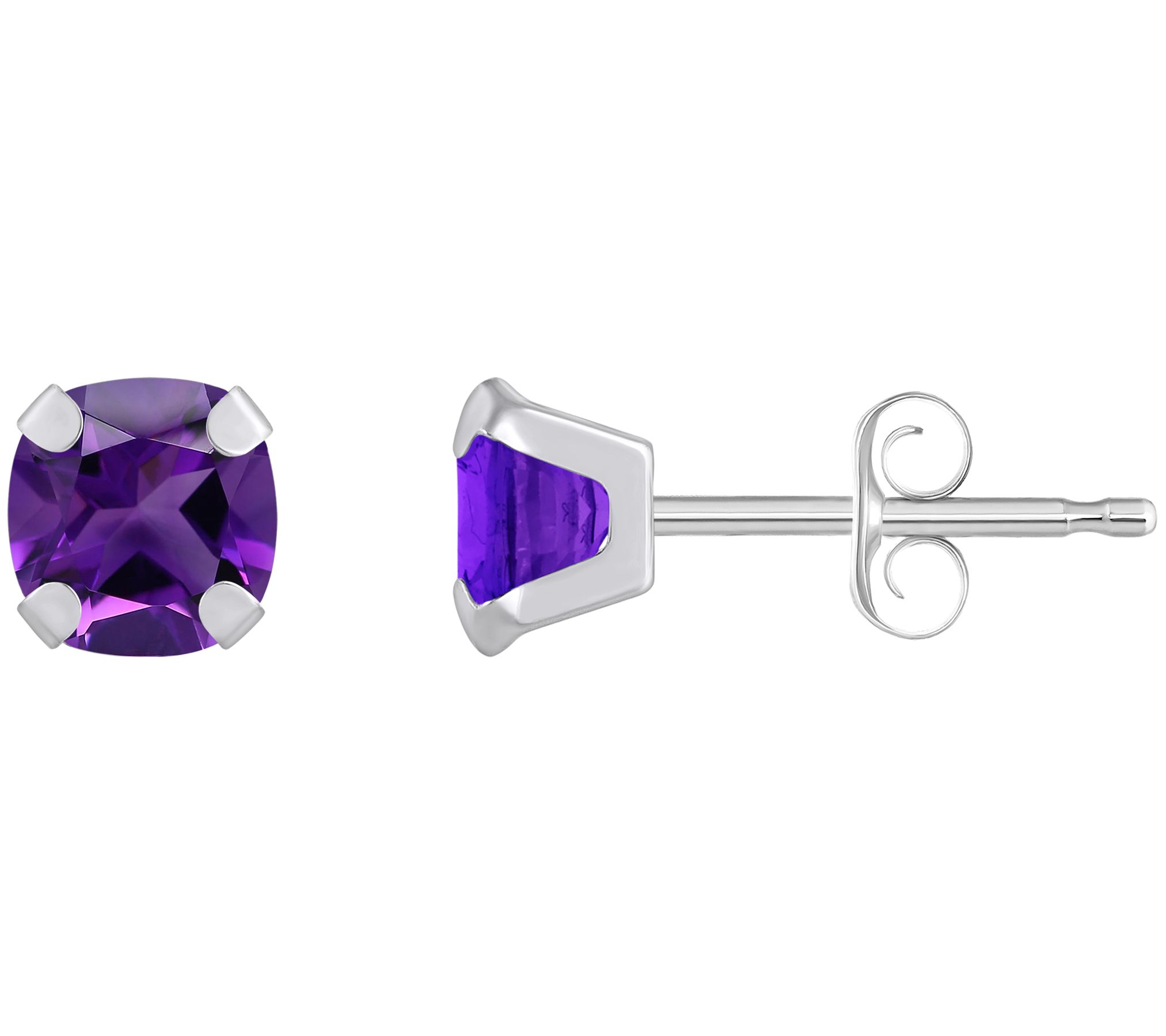 Affinity Gems Cushion Gemstone Stud Earrings, 10K White Gold