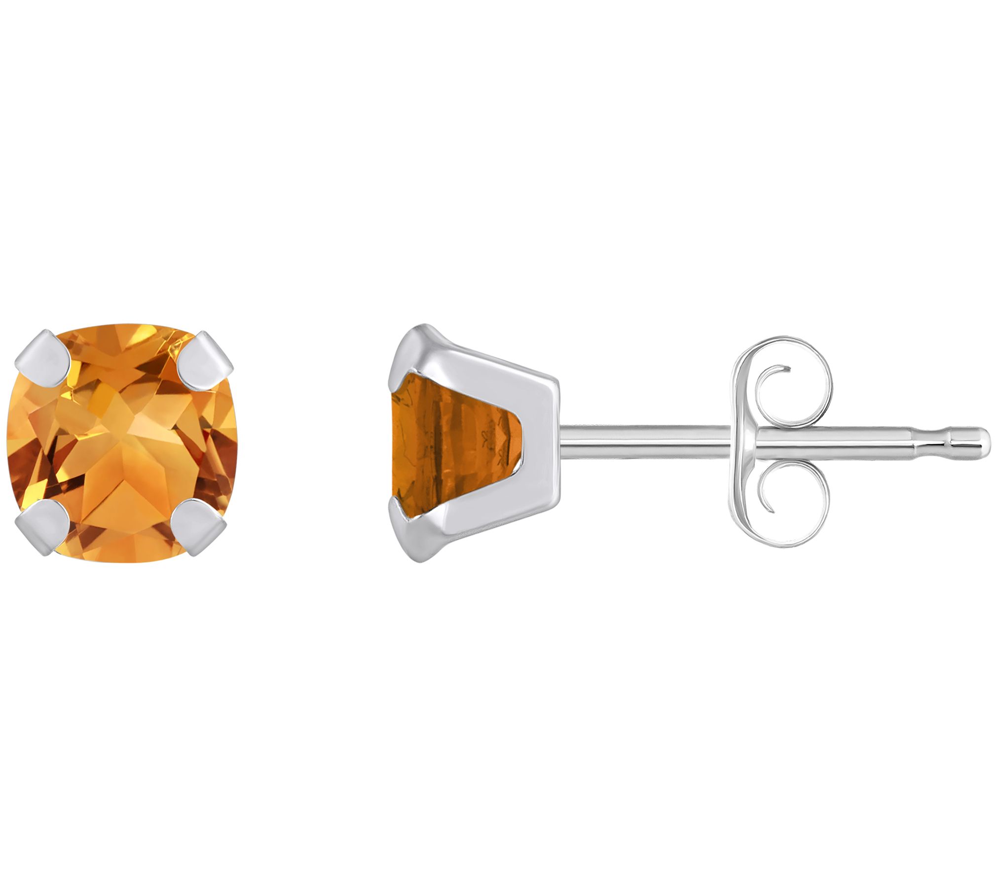 Affinity Gems Cushion Gemstone Stud Earrings, 10K White Gold