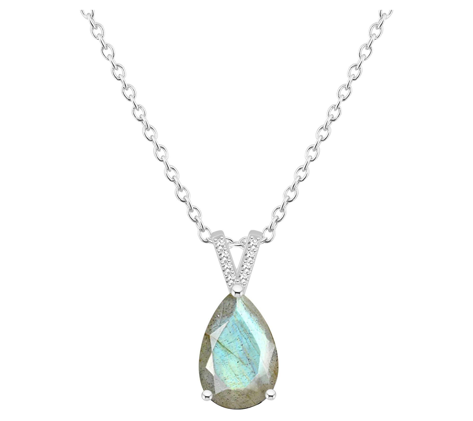 Affinity Gems Gemstone & Diamond Pendant w/ Chain, Sterling