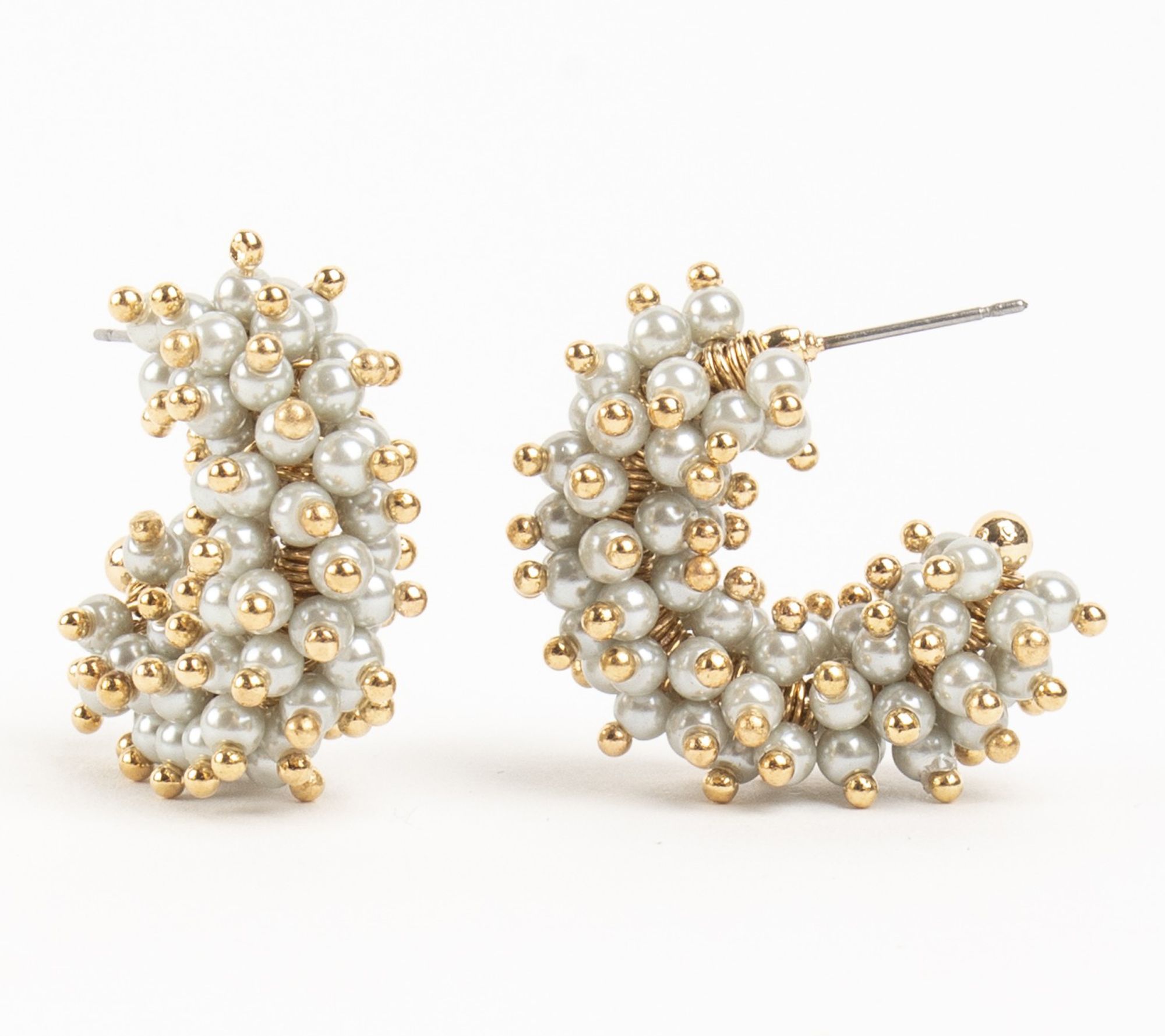 Violet & Brooks Mini Talulah Faux Pearl Hoop Ea rrings