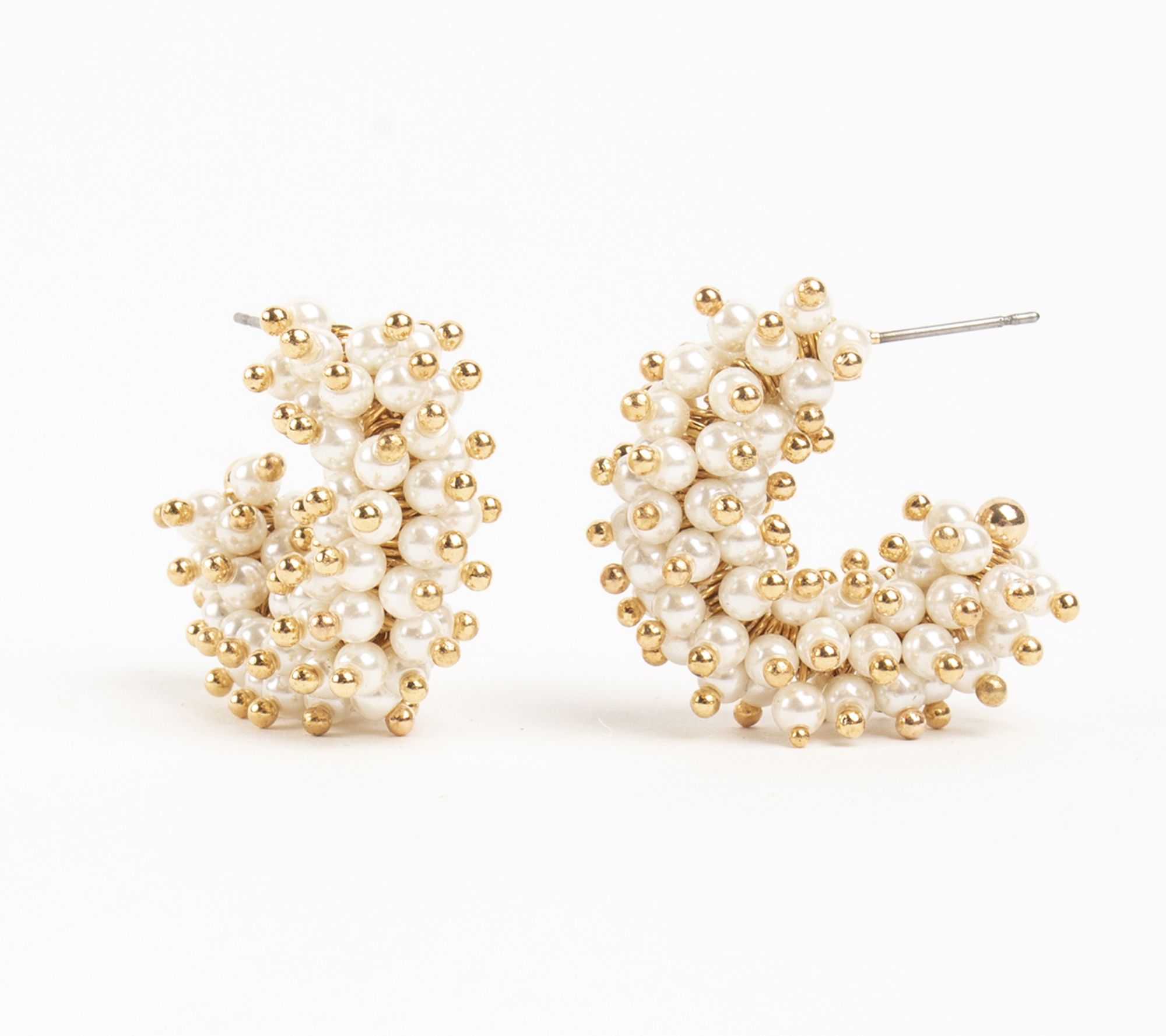 Violet & Brooks Mini Talulah Faux Pearl Hoop Ea rrings