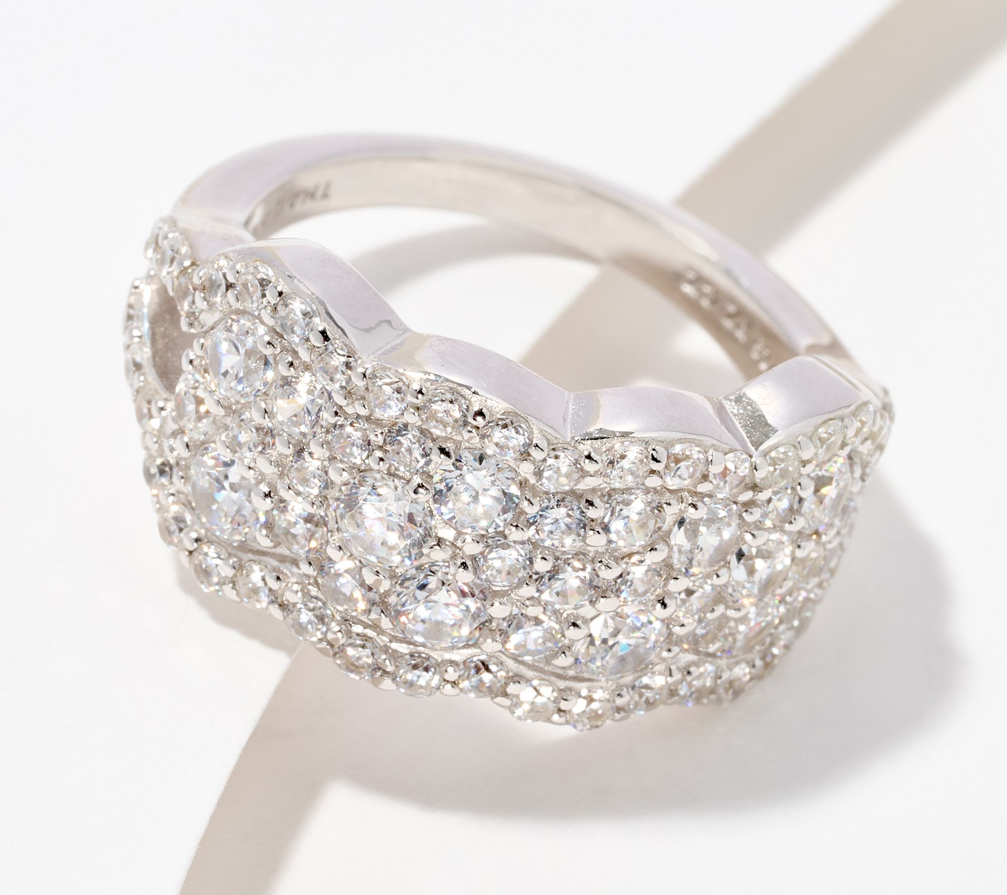 "As Is" Diamonique Round Cut Faceted Sparkle Ring, Sterling