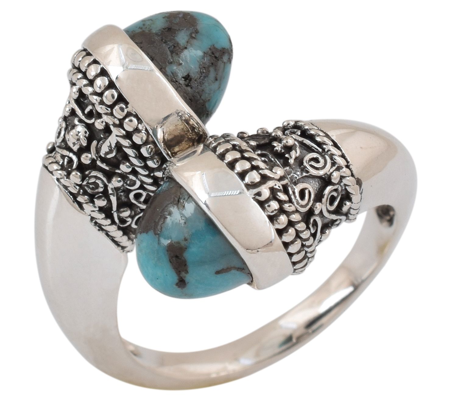 Artisan Crafted Sterling Turquoise East West Oxidized Ring