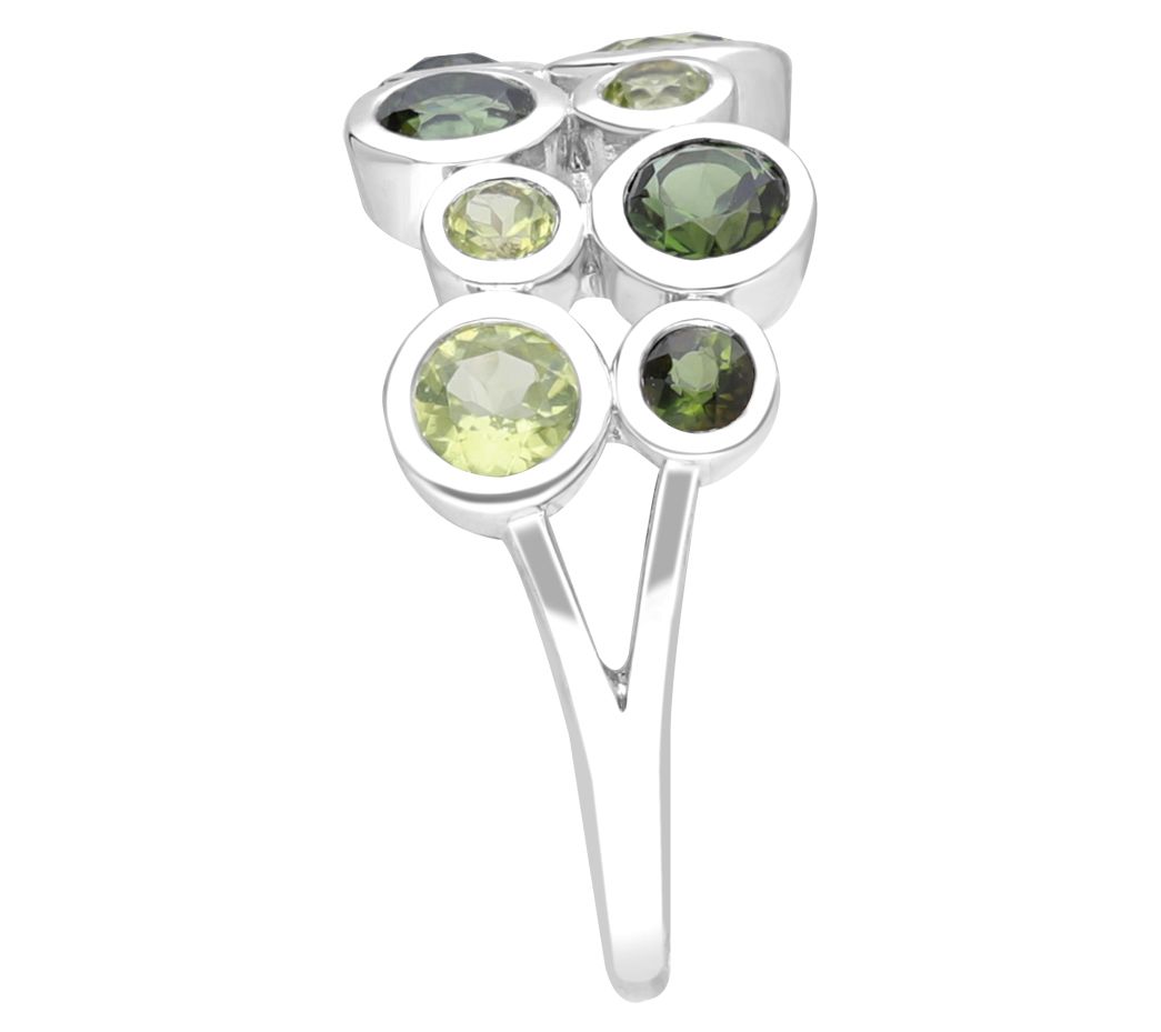 Ariva Sterling Silver Peridot & Tourmaline Bubble Ring - QVC.com