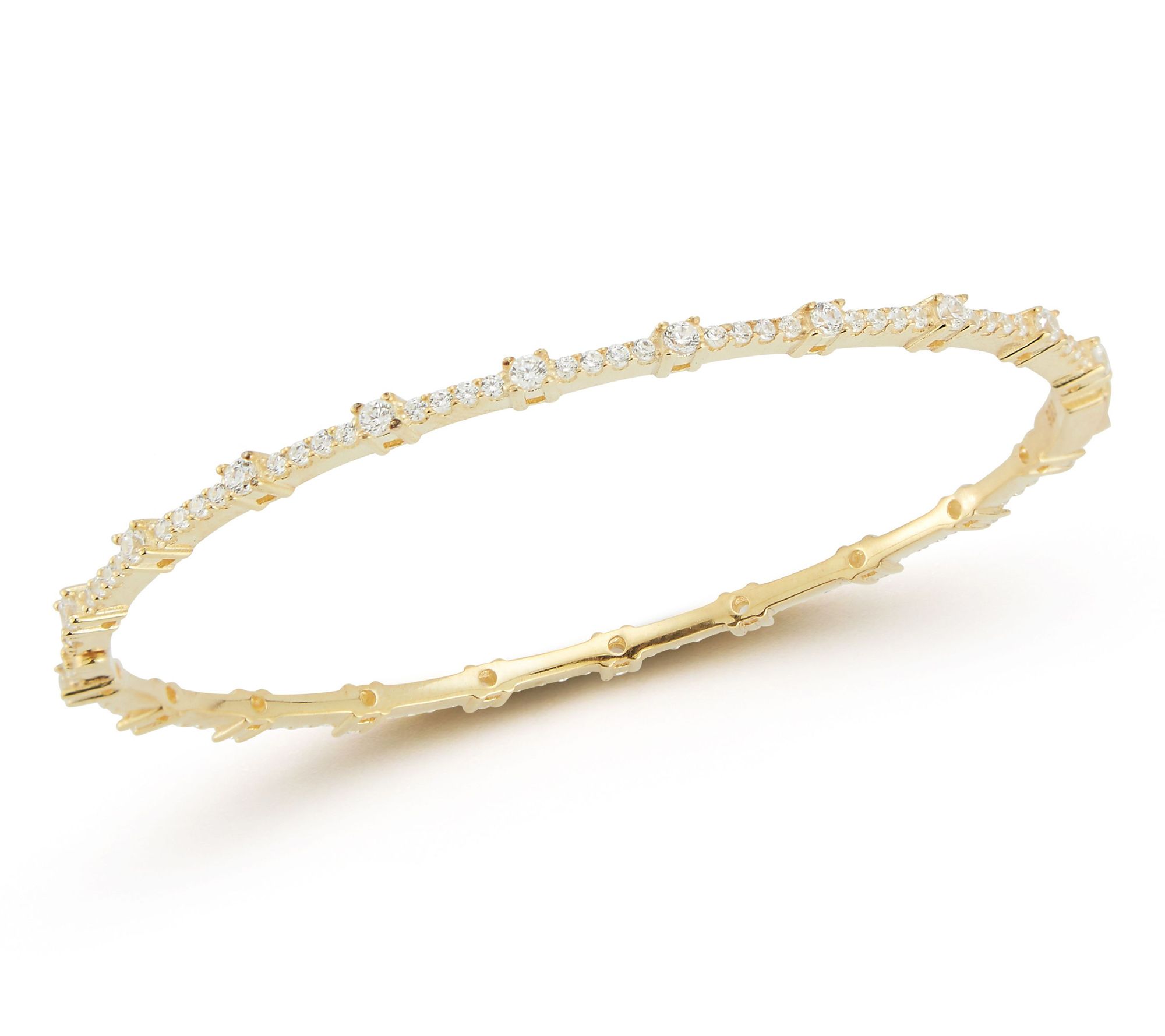 Sterlina Silver Pave Thin Bangle, 14K Gold Plated