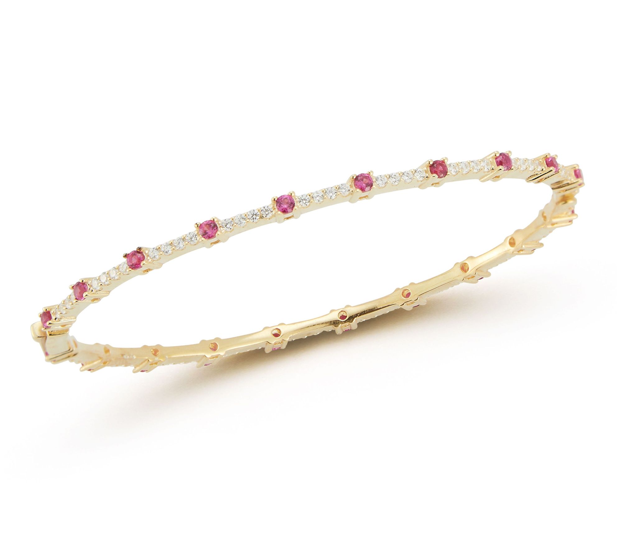 Sterlina Silver Pave Thin Bangle, 14K Gold Plated