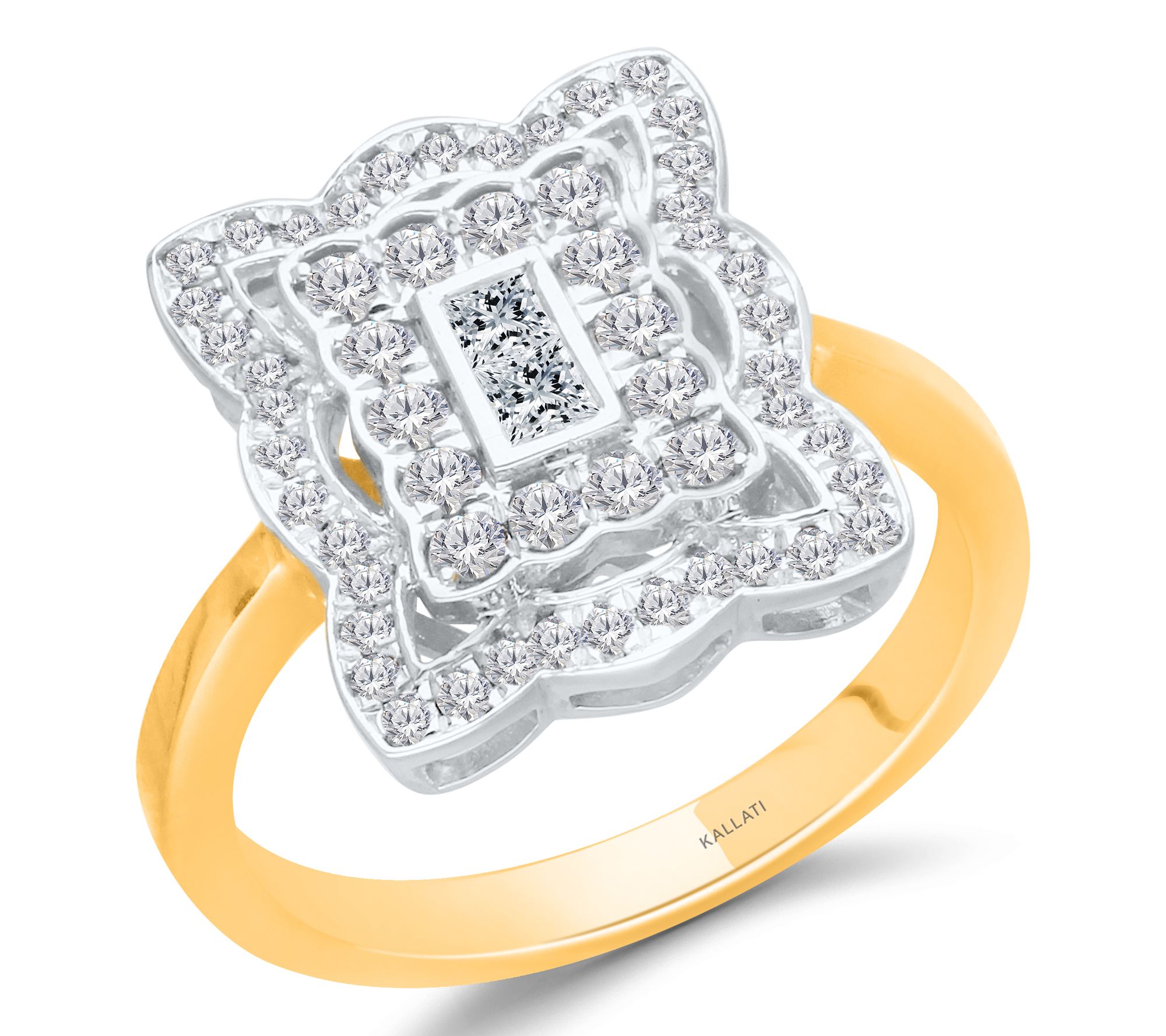 KALLATI Two-Tone Diamond Statement Ring, 14K Gold
