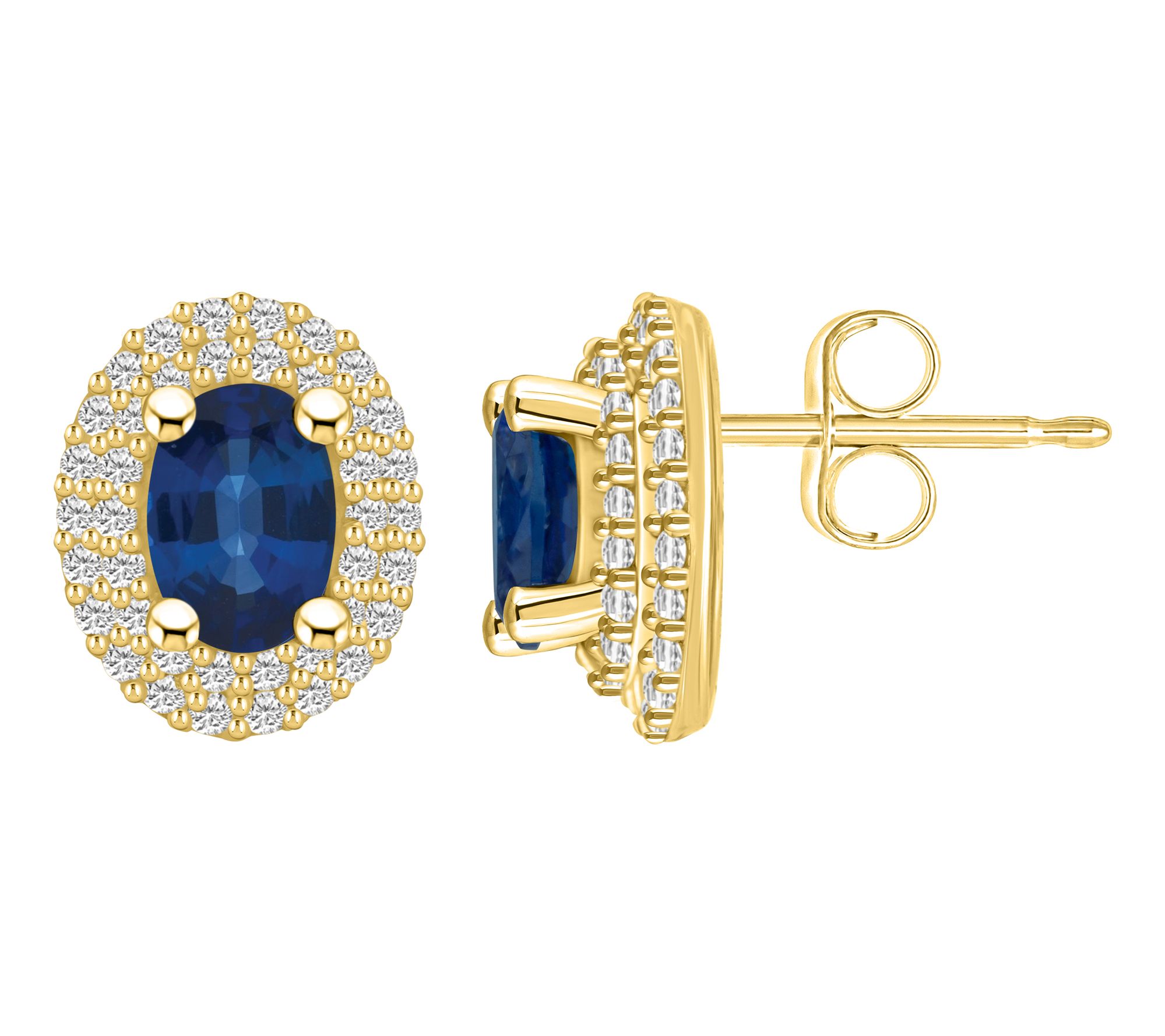 Affinity Gems Oval Ruby & Diamond Halo Earrings, 14 Gold