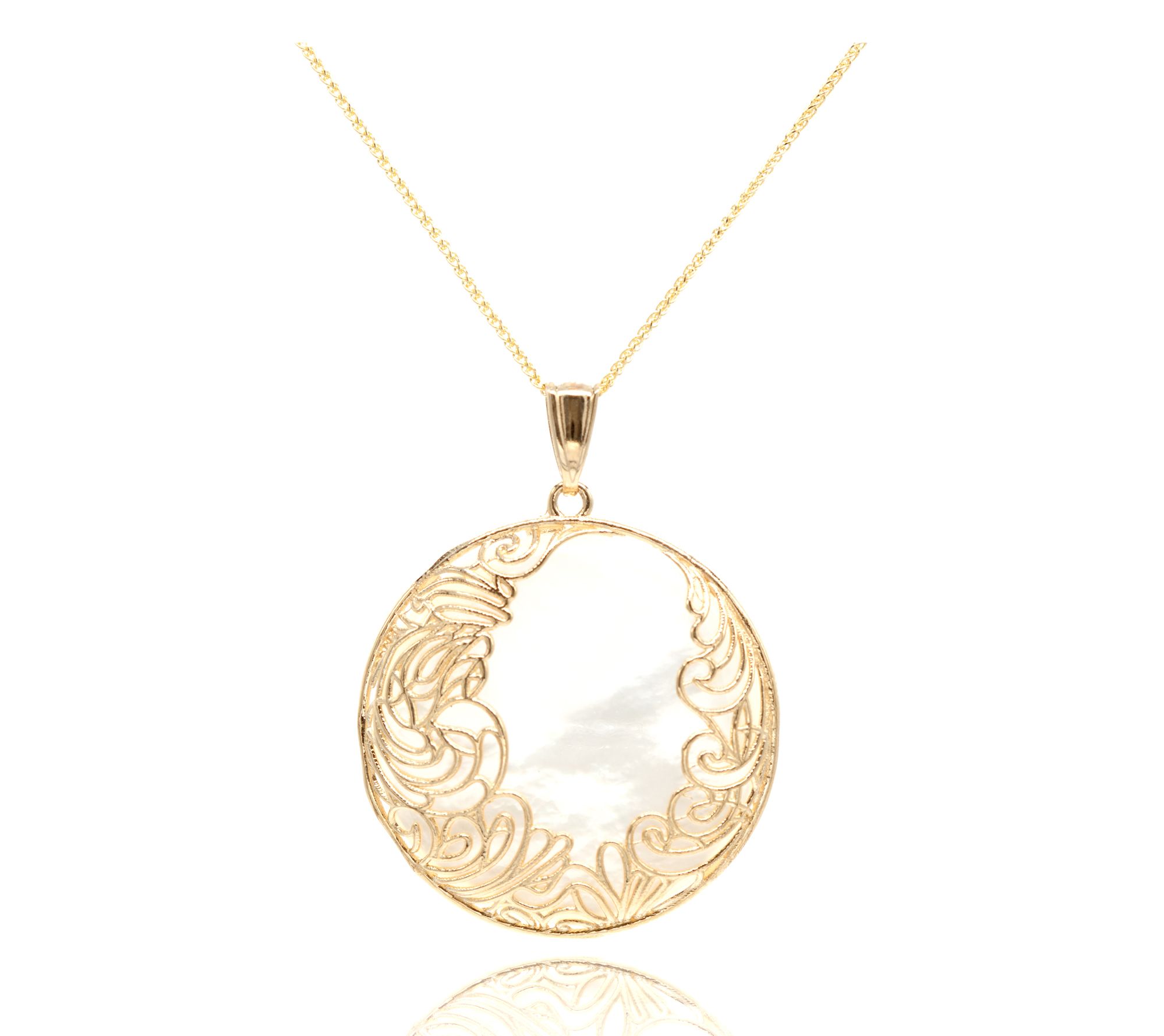 Adi Paz 14K Gold Lace Mother Of Pearl Pendant w / Chain