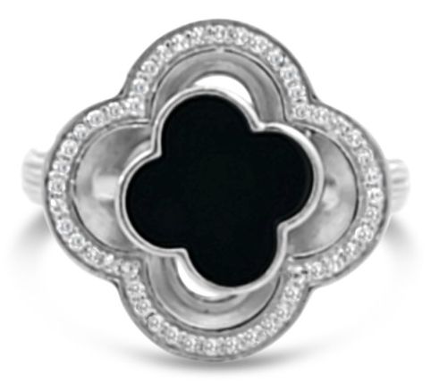 Ariva Sterling Clover Gemstone & Diamonique Bristol Ring