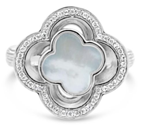 Ariva Sterling Clover Gemstone & Diamonique Bristol Ring